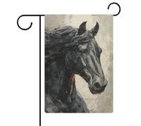 Majestic - Bandiera da giardino con cavallo nero, bandiera per esterni, per vacanze stagionali, in iuta, su entrambi i lati, 30,5 x 45,7 cm