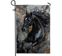 Majestic Bandiera da giardino con cavallo nero, elegante decorazione per spazi esterni, striscione per prato domestico su entrambi i lati, decorazione per cortile a tema animale tutto l'anno 30,5 x