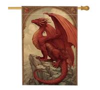 Majestic - Bandiera da giardino con drago, bandiera per esterni ispirata alla fantasia, decorazione stagionale per la casa, opera d'arte su entrambi i lati per la decorazione del prato, 71 x 101 cm