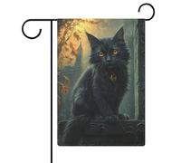 Majestic - Bandiera da giardino con gatto nero, in iuta su entrambi i lati, 30,5 x 45,7 cm