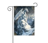 Majestic - Bandiera da giardino vintage con drago di ghiaccio, 30 x 45 cm, verticale su entrambi i lati, decorazione per casa colonica