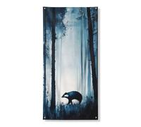 Majestic Bear Foresta copertura porta banner decorativo, incantevole scena blu deserta, decorazione a tema natura per interni ed esterni, sfondo autunnale per fauna selvatica 91,8 x 182,9 cm
