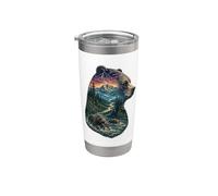 Majestic Bear Mountain River Wildlife Escursionisti a doppia esposizione Bicchiere termico in acciaio inox doppia parete