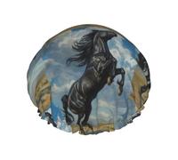 Majestic Black Horse at Sunny Cuffia da a a doppio strato, riutilizzabile, impermeabile, comoda ed elegante