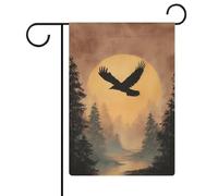 Majestic Black Raven Soaring Bandiera da giardino vintage stagionale Vacanze Juta Doppio Lato Casa Cortile Esterni Bandiere 30,5 x 45,7 cm