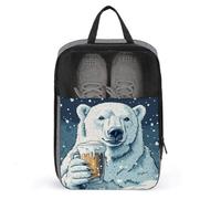 Majestic - Borsa porta scarpe da golf con orso polare che tiene una tazza di birra, per viaggi e uso quotidiano, anti-polvere, porta scarpe da golf