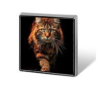 Majestic Cat Walking Forward - Spilla unisex quadrata leggera da bavero, gioiello per abbigliamento, scialle e cappello