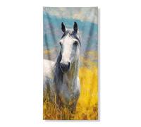 Majestic - Copertura decorativa per porta di cavallo bianco, decorazione artistica per porta d'ingresso, per interni ed esterni, rustico, da appendere, per festival, vacanze, 91 x 182 cm