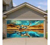 Majestic - Copertura per porta del garage, motivo: antilope in esecuzione, decorazione per porte di garage, decorazione per la casa all'aperto, scena della natura primaverile, tema fauna selvatica