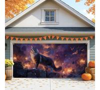 Majestic Copertura per porta del garage, motivo: foresta incantata viola, decorazione per porte del garage, decorazione per interni ed esterni, per feste di Halloween, 400 x 180 cm