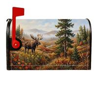 Majestic - Coperture magnetiche per cassette postali con alce autunnali | Scena rustica del bosco, copertura per cassetta postale, decorazione ispirata alla fauna selvatica, paesaggio autunnale