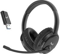 Majestic CRA 701M BT - Cuffie stereo Bluetooth a bassa latenza con trasmettitore USB, asta microfono orientabile, diametro 40mm, batteria ricaricabile, cavo USB incluso, Nero