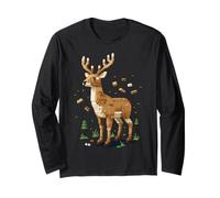 Majestic Deer with Brick and Forest Elements Maglia a Manica