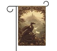 Majestic Dragon Arroccato su una scogliera rocciosa bandiera da giardino stagionale vacanza juta doppia faccia casa cortile bandiere esterne 30,5 x 45,7 cm