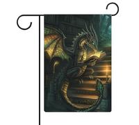Majestic Dragon Lettura Libri Bandiera Giardino Stagionale Vacanze Bifacciali Casa Cortile Esterni Bandiere 30,5 x 45,7 cm