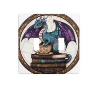Majestic Dragon On Vintage Books Double Gang - Placca da parete per interruttore, dimensioni standard, 11,4 x 11,4 cm