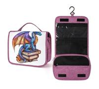 Majestic Dragon su pila di libri vintage borsa da viaggio da donna, organizer per trucchi da appendere con gancio per shampoo