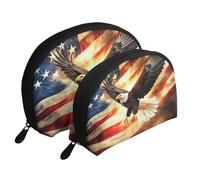 Majestic Eagles Soar Above The Banner - Trousse da viaggio con stampa, 2 pezzi, portatile, da viaggio, bianco, Taglia unica