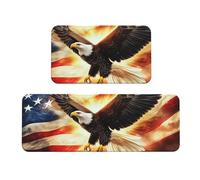 Majestic Eagles Soar Over The Banner - Set di 2 tappeti da cucina in legno antiscivolo, anti-affaticamento, tappetini lunghi per casa e ufficio