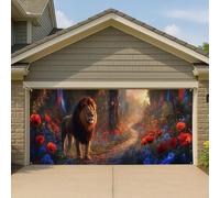Majestic Enchanted Lionscape Copertura per porta del garage, sentiero panoramico grande murale decorazione per esterni 390 x 180 cm