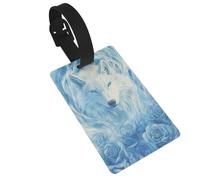 Majestic, etichette per bagagli con lupo bianco, fantasia mistica, etichetta identificativa per valigie, ideale per viaggi, crociere, zaini, borse