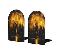 Majestic - Fermalibri a forma di albero dorato, per mensole, 2 pezzi, in legno, per casa, ufficio, biblioteche