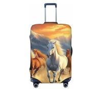 Majestic Galloping Horses at Sunset - Copertura elastica da viaggio per valigia, con stampa, antigraffio, Nero , S