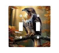 Majestic Hawk Placche di copertura per interruttore della luce, decorazione autunnale marrone e oro per accenti domestici, piastre da parete in materiale termoplastico, dimensioni standard, doppia