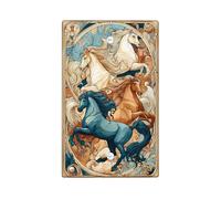 Majestic Horses - Placche di copertura per interruttore della luce, elegante design con animali blu e marrone, per decorazione tutto l'anno, piastre da parete in materiale termoplastico, piastra di