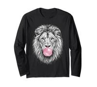 Majestic Lion Blowing Pink Bubble Gum Art Maglia a Manica