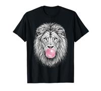 Majestic Lion Blowing Pink Bubble Gum Art Maglietta