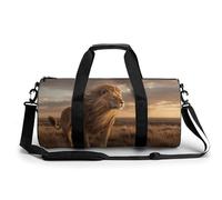 Majestic Lion Open Grassland Borsa da viaggio da palestra per donne e uomini, borsa da viaggio cilindrica borsa da allenamento sportiva con tracolla