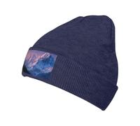 Majestic Montagne e Foreste Beanie Hat per uomo donna inverno caldo maglia risvolto cappelli acrilico Skull Cap Navy Blue