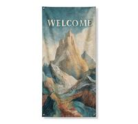 Majestic Mountain - Copertura per porta di benvenuto con paesaggio artistico per ingresso di casa, decorazione scenica per esterni per tutte le stagioni, 91 x 182 cm