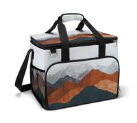 Majestic Mountains - Borsa termica da campeggio, con tracolla, portatile, a prova di perdite, colore: Arancione, Marrone, Grigio