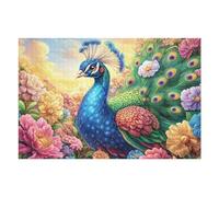 Majestic Peacock Floral Puzzle 1000 Pezzi Alpi Italiane Per Adulti Esperti Cartone Rigido Difficoltà Media Per Vacanze Invernali Da Passatempo Con Colla Inclusa 1000 PCS（75x50cm）