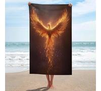 Majestic Phoenix Rising from Darkness Telo mare in microfibra senza sabbia, asciugamano da doccia grande, multiuso, assorbente, per bagno e piscina, 130 x 80 cm
