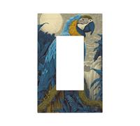 Majestic - Placca da parete per interruttore della luce a forma di pappagallo, colore blu e giallo, 1 banda, decorazione per casa, cucina, camera da letto, bagno