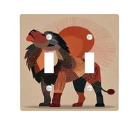 Majestic - Placca di copertura per interruttore della luce a forma di leone, tonalità terrose, design animale per decorazione domestica, eleganti accenti da parete, dimensioni standard per soggiorno