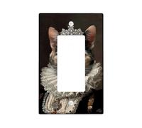 Majestic - Placche di copertura per interruttore della luce a forma di gatto, elegante felino tricolore con colletto increspato, stile vintage per decorazione domestica, dimensioni standard in