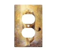 Majestic - Placche di copertura per interruttore della luce del leone, tema animale dorato per decorazione domestica, piastre da parete in materiale termoplastico, presa singola duplex di dimensioni