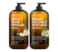 MAJESTIC PURE Set shampoo e balsamo all'aceto di mele e cocco all'avocado, ripristina la lucentezza e riduce il prurito del cuoio capelluto, forfora e crespo, senza solfati, per tutti i tipi di