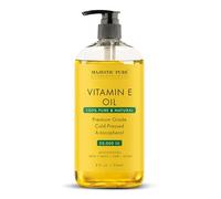 MAJESTIC PURE Vitamin E Oil | 100% Pure and Natural Cold Pressed Vitamin E oil for Skin, Scars, Face, Nails, Hair, Scalp | 20,000 IU | Non GMO Verified | Hair & Body Oil | 8 Fl Oz