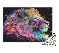 Majestic Rainbow Lion Portrait 1000 Piece Puzzle, Animal Art Print, Educational Toy, Creative Gift for Men Women
