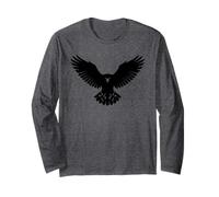 Majestic Raptor Black Silhouette Ali Diffusione Uccello Rapace Maglia a Manica