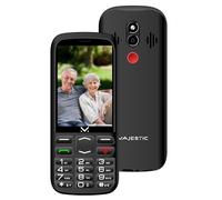 Majestic SILENO 35 BK - Senior phone display 3.5”, Dual nano SIM, wireless audio, fotocamera, tasto SOS, Base di ricarica, ingresso per schede microSD, Nero