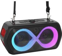 Majestic FIRE 39 - Speaker Wireless audio 5.3, Luci LED multicolor 13 effetti, ingressi USB/Micro SD/AUX/Mic/Chitarra, TWS, IPX4, Batteria ricaricabile, tracolla per il trasporto
