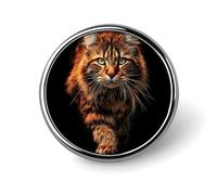 Majestic - Spilla rotonda a forma di gatto che cammina in avanti, per uomo e donna, alla moda, accessorio per abiti, giacche, zaini