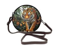 Majestic Tiger - Borsa a tracolla rotonda da donna, in pelle