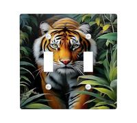 Majestic Tiger - Piastre di copertura per interruttore/uscite, design giungla arancione e nero, decorazione per la casa, piastre da parete in materiale termoplastico, dimensioni standard, doppia